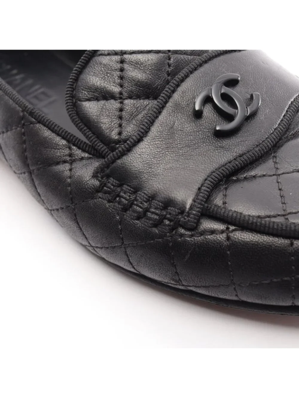 Chanel Loafers Quilted CC Logo Bk Leather